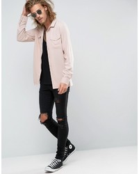 Asos Regular Fit Viscose Shirt With Double Pockets In Dusty Pink
