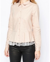 Sisley Shirt With Tulle Detail In Pink