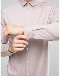 Asos Stretch Slim Shirt In Dusty Pink
