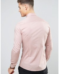 Asos Super Skinny Shirt With Stretch In Pink