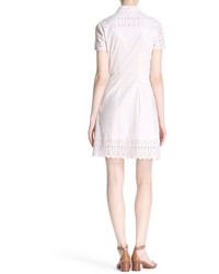 Tory Burch Emmy Embroidered Eyelet Shirtdress Size 8 Pink