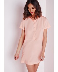 Missguided Waisted Shirt Dress Blush Pink