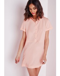 Missguided Waisted Shirt Dress Blush Pink