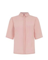 New Look Shell Pink Boxy Chiffon Short Sleeve Shirt