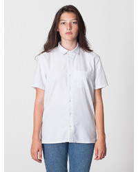American Apparel Unisex Italian Cotton Short Sleeve Button Up With Pocket