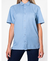 American Apparel Unisex Window Weave Short Sleeve Button Up With Pocket