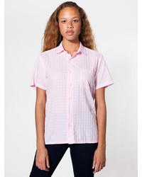 American Apparel Unisex Window Weave Short Sleeve Button Up With Pocket