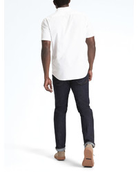 Banana Republic Grant Slim Fit Cotton Stretch Short Sleeve Oxford Shirt