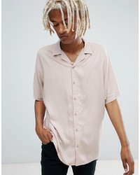 ASOS DESIGN Oversized Viscose Batwing Sleeve Shirt In Pink