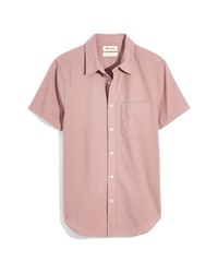 Madewell Perfect Crinkle Cotton Short Sleeve Button Up Shirt In Vintage Petal At Nordstrom