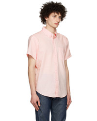 Naked & Famous Denim Pink Organic Cotton Short Sleeve Shirt