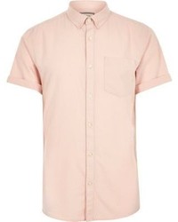 River Island Pink Short Sleeve Oxford Shirt