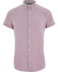 River Island Pink Short Sleeve Oxford Shirt