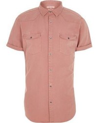 River Island Pink Short Sleeve Western Shirt