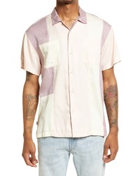 Obey Reasons Colorblock Short Sleeve Button Up Shirt In Pink Clay At Nordstrom