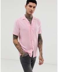 ASOS DESIGN Regular Fit Viscose Shirt In Pink