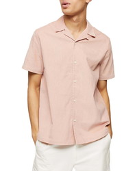 Topman Short Sleeve Button Up Corduroy Camp Shirt