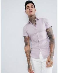 Twisted Tailor Short Sleeve Super Skinny Shirt In Pink