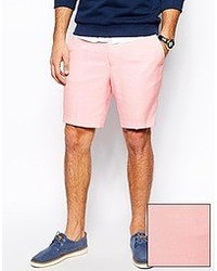 Asos Slim Fit Shorts In Oxford Pink