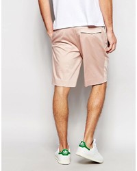 Asos Brand Skinny Mid Length Tailored Shorts In Light Pink