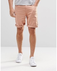 Asos Brand Slim Denim Shorts In Pink