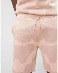 Asos Knitted Shorts In Pink Camo