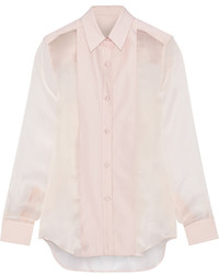 Pallas Fedoral Faille Paneled Silk Organza Shirt Pastel Pink