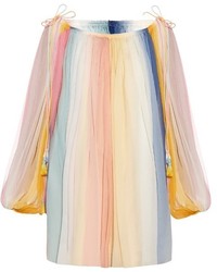 Chloé Chlo Rainbow Off The Shoulder Silk Dress