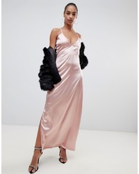 PrettyLittleThing Silky Slip Maxi Dress In Pink