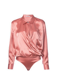 Pink Silk Long Sleeve Blouse