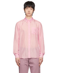 Dries Van Noten Pink Silk Satin Shirt