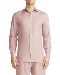 Ralph Lauren Purple Label Silk Linen Button Up Shirt In Dusty Pink At Nordstrom