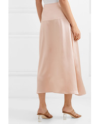 La Collection Alara Silk Satin Midi Skirt