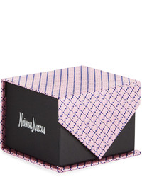 Neiman Marcus Boxed Grid Silk Tie Pinknavy
