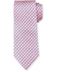 Neiman Marcus Boxed Grid Silk Tie Pinknavy
