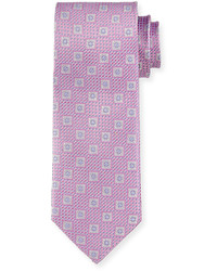 Neiman Marcus Textured Square Silk Tie Pink