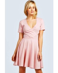 Boohoo Lucie Cut Out Wrap Skater Dress