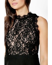 Boohoo Boutique Ray Lace Detail Top Skater Dress