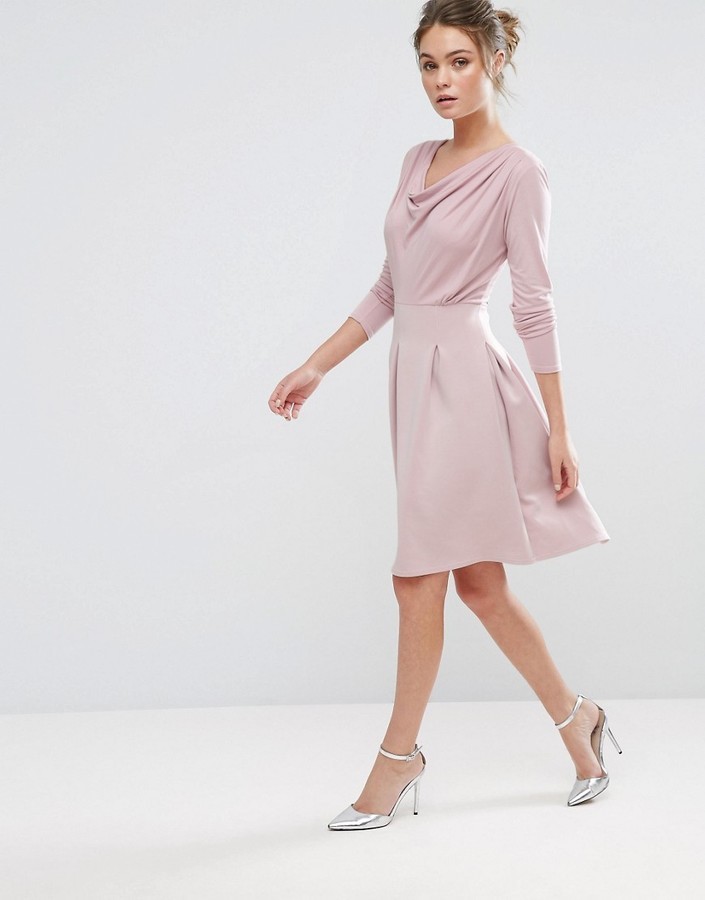 Closet London Bonded Scuba Skater Dress With Box Pleats, $43