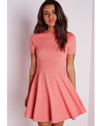 Missguided Skater Dress Neon Pink Marl
