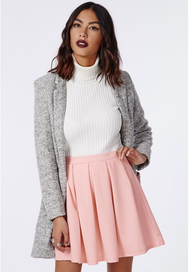 Missguided Cornelia Scuba Pleated Skater Skirt Pink 20 Missguided Lookastic 2601