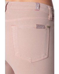 7 For All Mankind Mid Rise Skinny Contour In Blush Pink