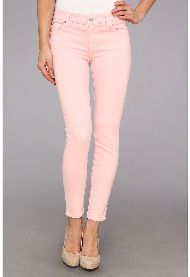 7 For All Mankind The Skinny In Blush Pink Jeans, $178 | Zappos | Lookastic