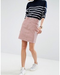 Asos Cord Original High Waist Skirt Washed Pink