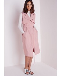 Missguided Sleeveless Belted Trench Coat