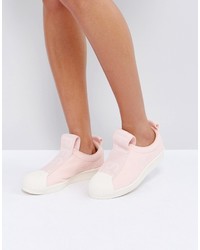adidas Originals Pink Superstar Slip On Sneakers With Bold Strap