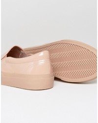 Asos Slip On Sneakers In Patent Pink With Chunky Sole