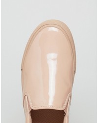 Asos Slip On Sneakers In Patent Pink With Chunky Sole