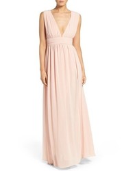 Pink Slit Chiffon Evening Dress
