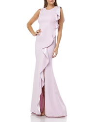Pink Slit Satin Evening Dress